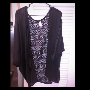 Black Aztec Cutout Kimono